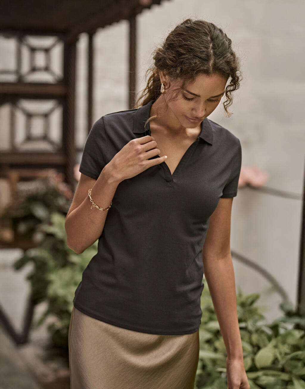 Naiste Luxury Stretch V-kaelusega polo 50254