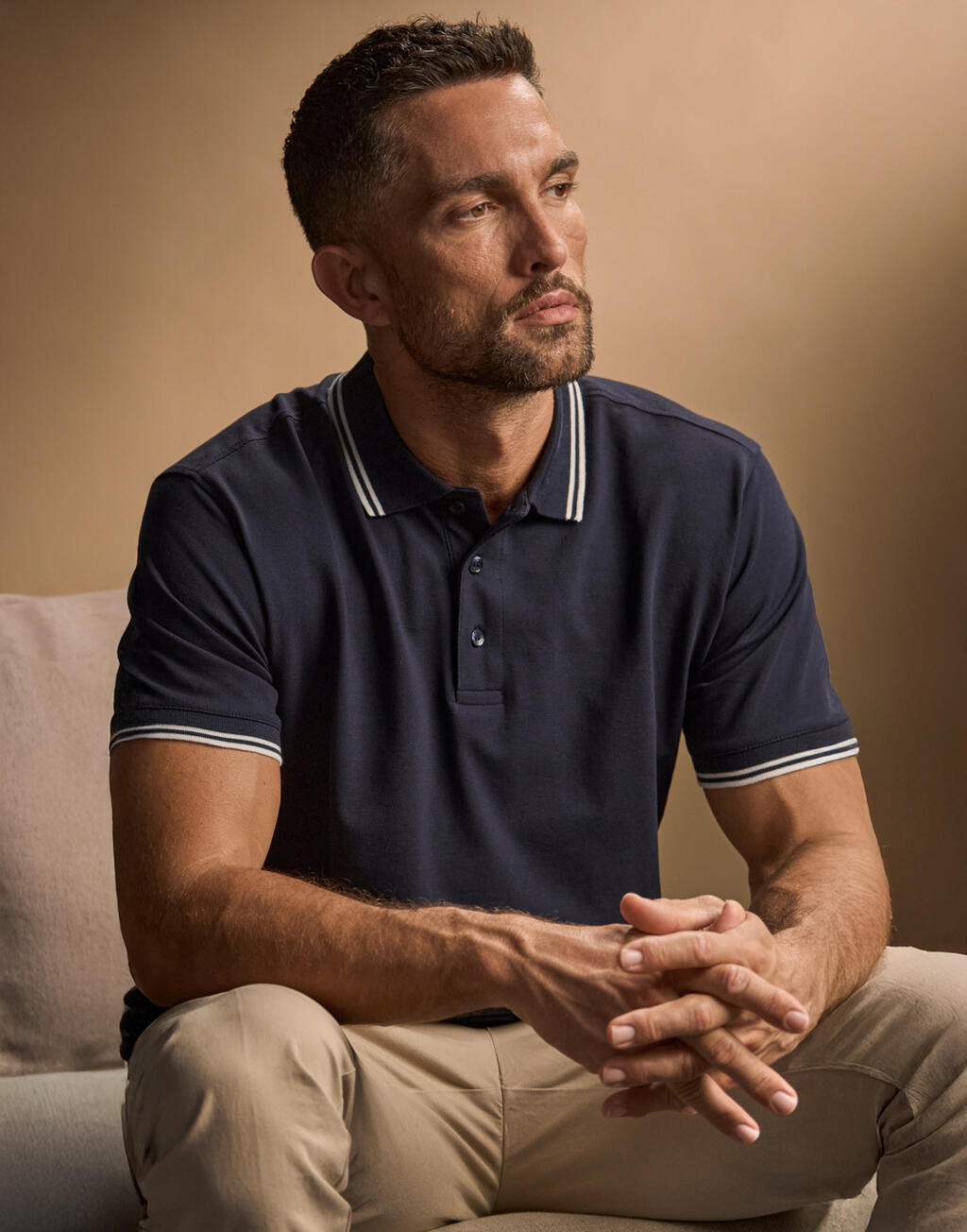 Luksuslik triibuline stretch-polo 50754