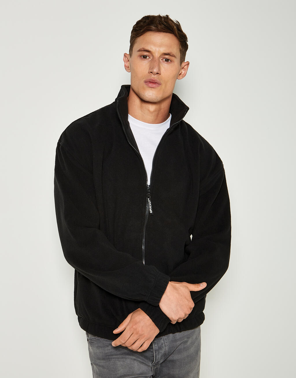 Classic Fit täispika lukuga fliisjakk 87011