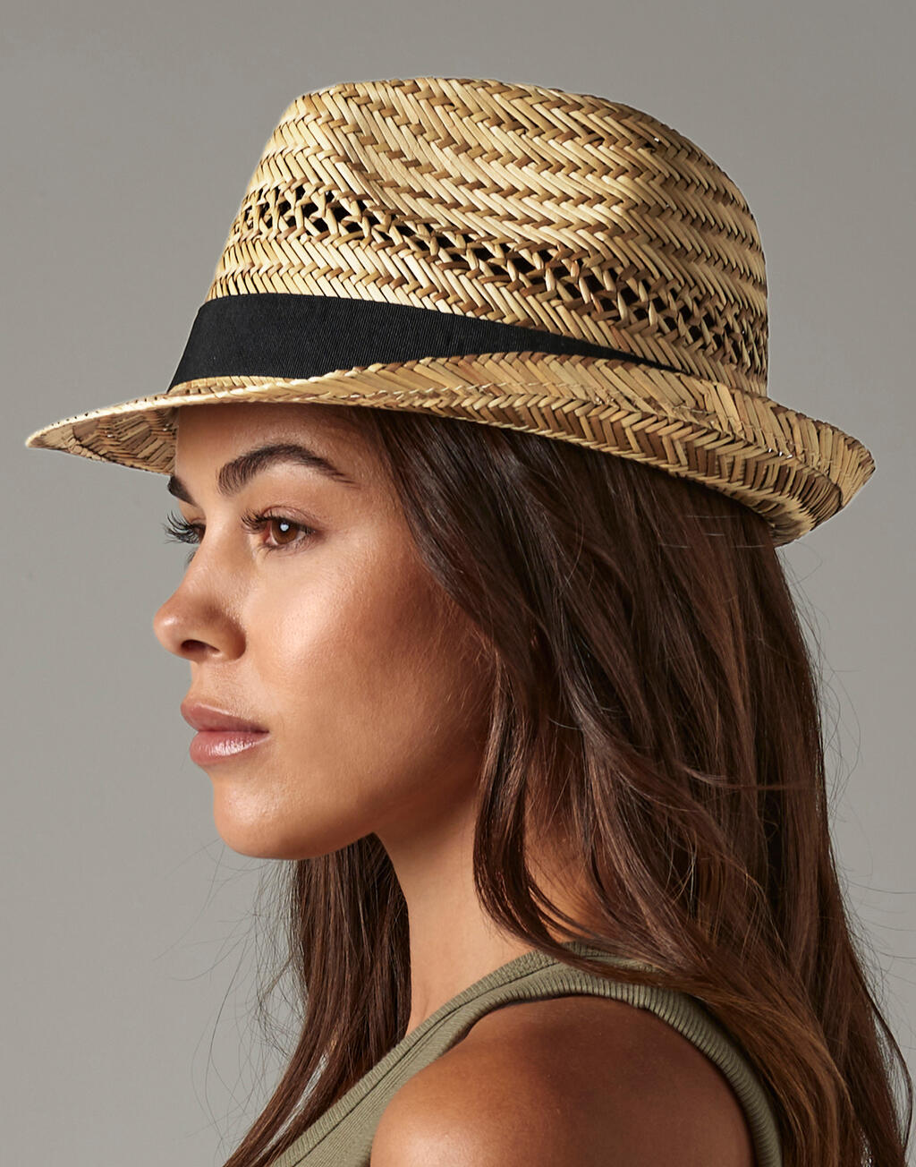 Suvine naturaalõlest trilby-kaabu 04969