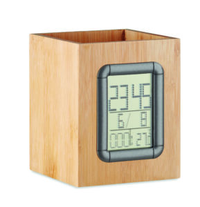 MANILA bambusest pliiatsihoidik LCD-kellaga