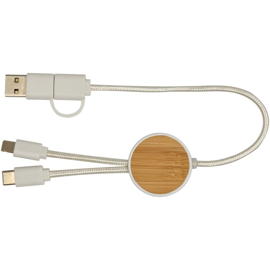 Chechia 5-ühes 30 cm USB-kaabel, 27 W kiirlaadimine ja bambusdetailid