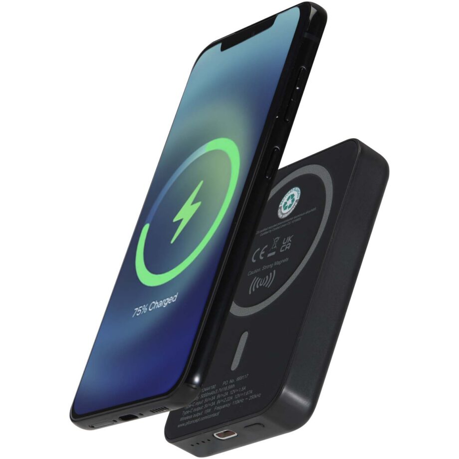 Acrab 5000 mAh 15W magnetic wireless power bank with 20W PD – made from recycled plastic