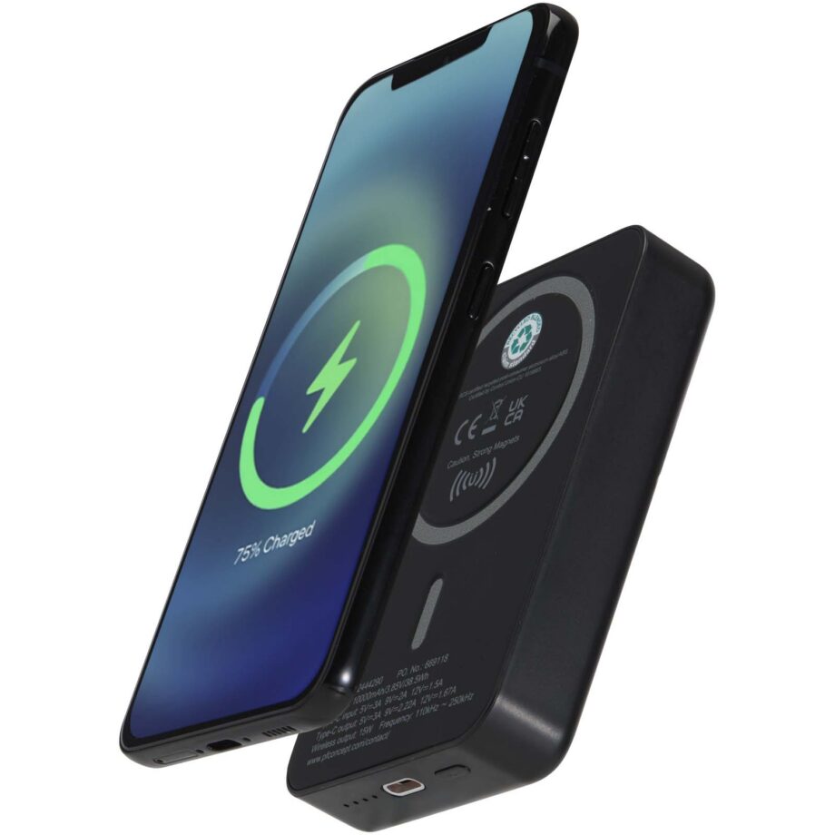 Acrab 10.000 mAh 15W magnetic wireless power bank with 20W PD – made from recycled plastic