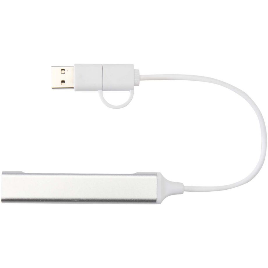 Alkaid 4-pordiline taaskasutatud alumiiniumist USB-jaotur USB-A ja USB-C ühendustega