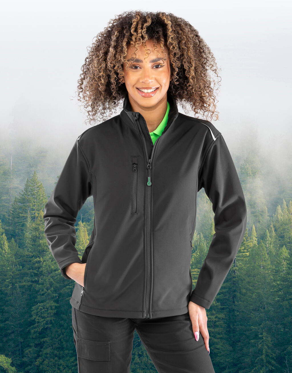 Naiste ümbertöödeldud 3-kihiline trükiks sobiv softshell-jakk 79633